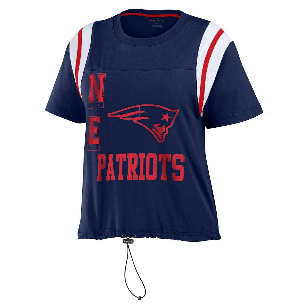 New England Patriots WEAR by Erin Andrews Women's Cinched Colorblock T-Shirt Navy