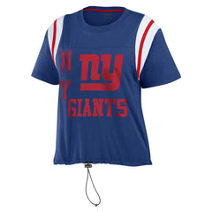 New York Giants WEAR by Erin Andrews Women's Cinched Colorblock T-Shirt Royal