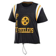 Pittsburgh Steelers WEAR by Erin Andrews Women's Cinched Colorblock T-Shirt Black
