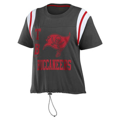Tampa Bay Buccaneers WEAR by Erin Andrews Women's Cinched Colorblock T-Shirt Pewter