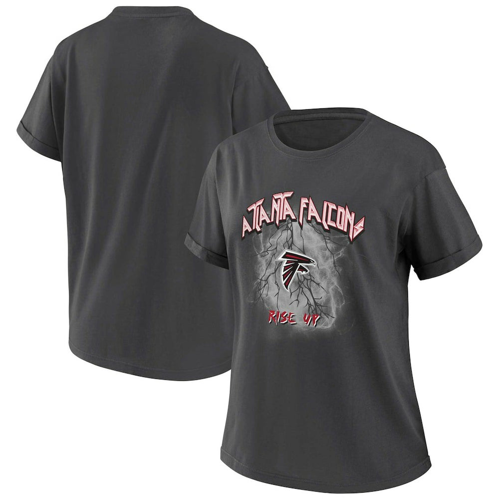Atlanta Falcons WEAR by Erin Andrews Women's Boyfriend T-Shirt Charcoal