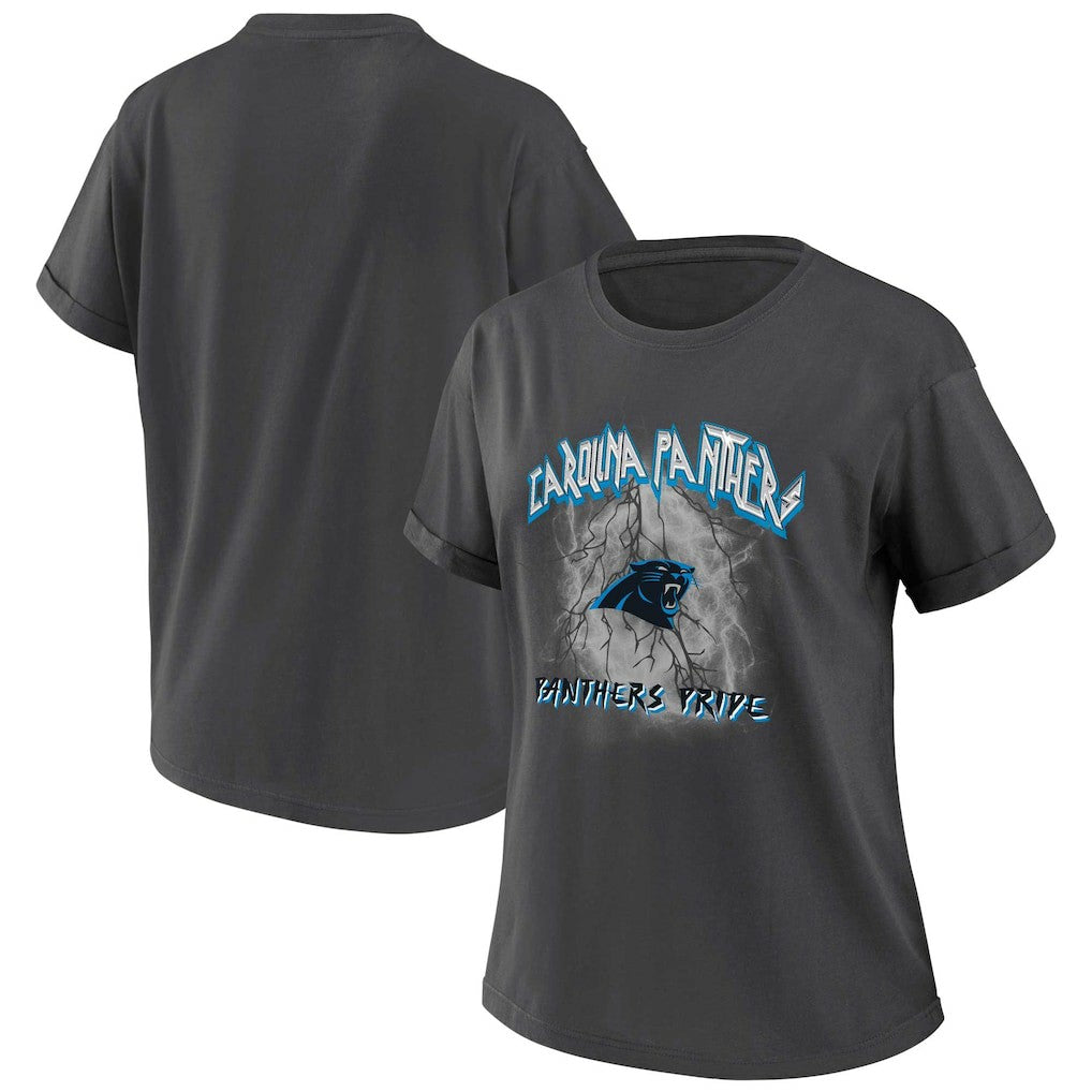 Carolina Panthers WEAR by Erin Andrews Women's Boyfriend T-Shirt Charcoal