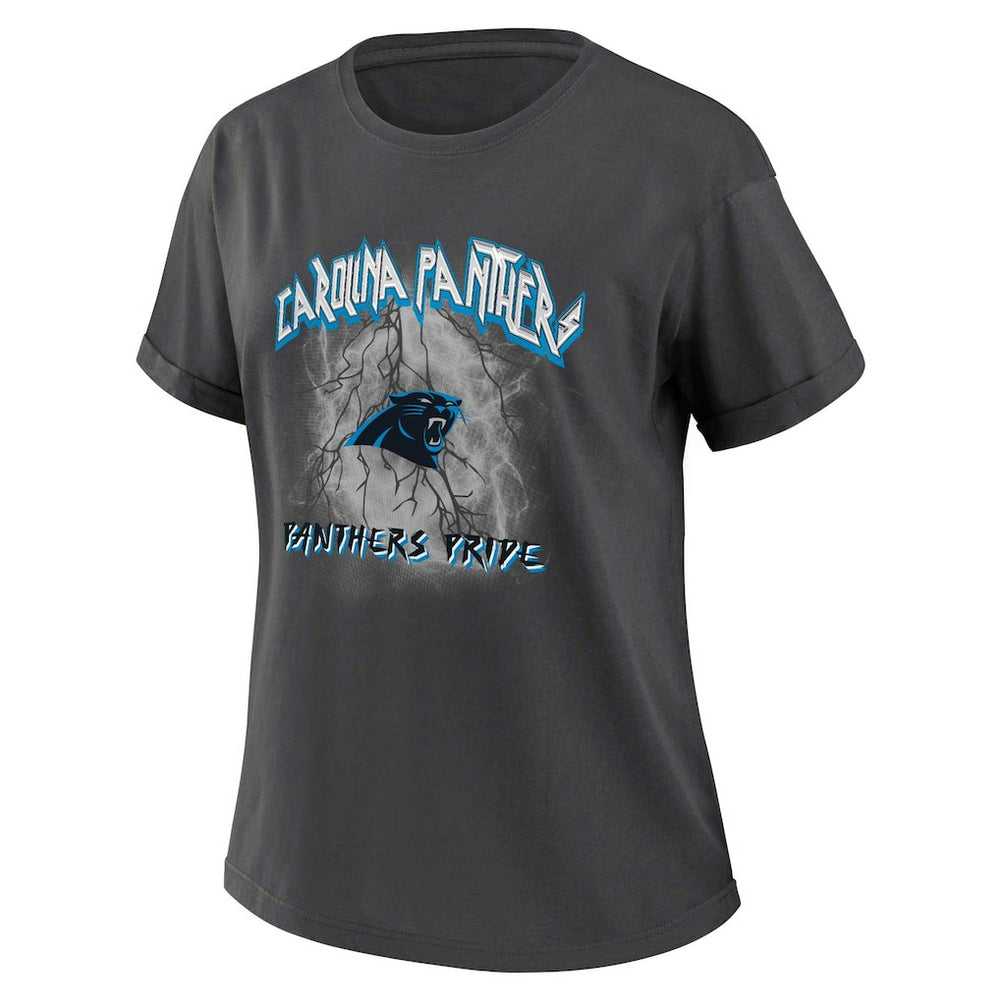 Carolina Panthers WEAR by Erin Andrews Women's Boyfriend T-Shirt Charcoal