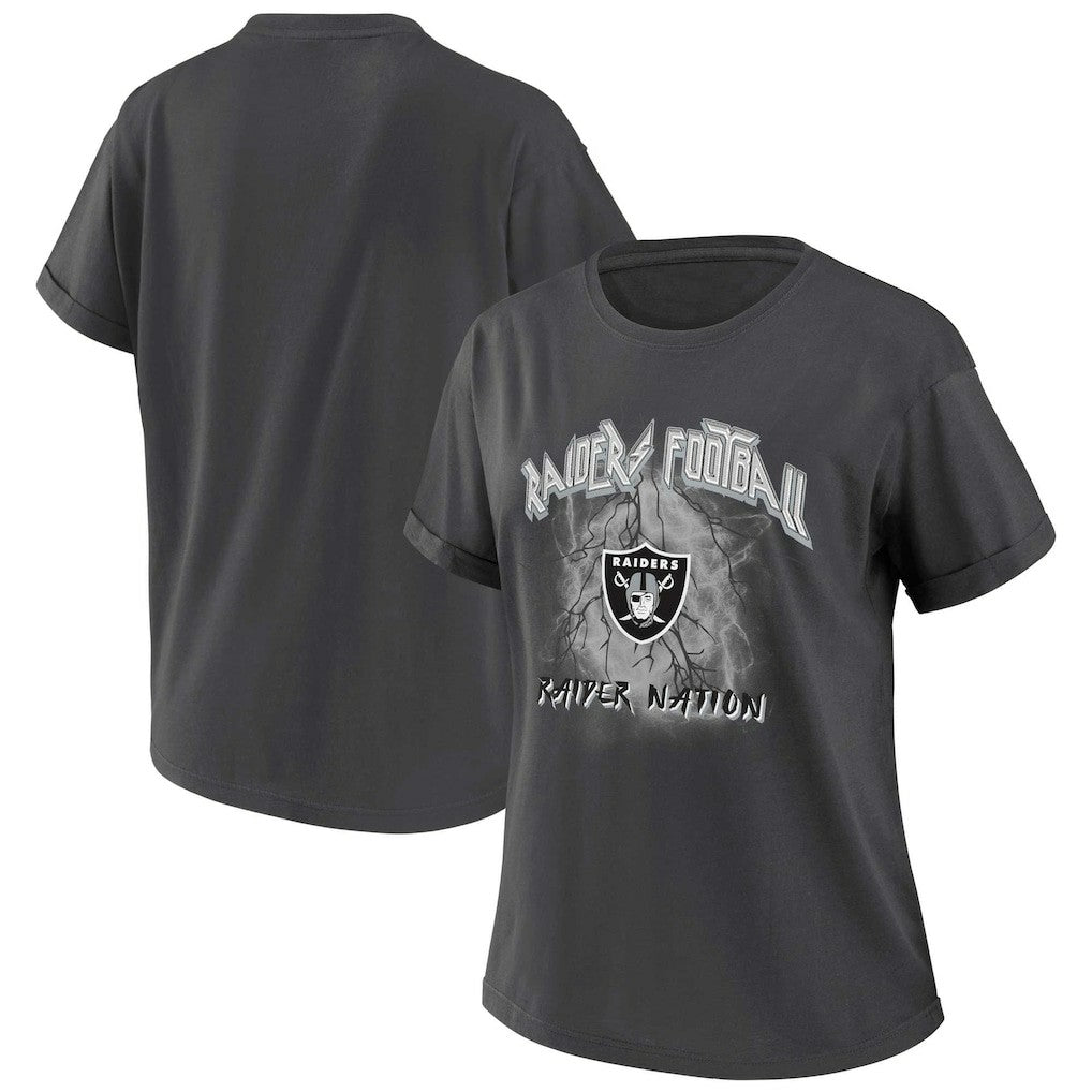 Las Vegas Raiders WEAR by Erin Andrews Women's Boyfriend T-Shirt Charcoal