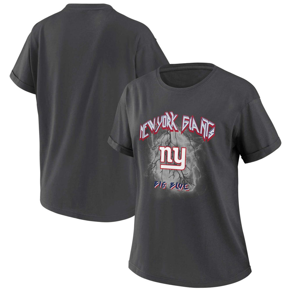 New York Giants WEAR by Erin Andrews Women's Boyfriend T-Shirt Charcoal