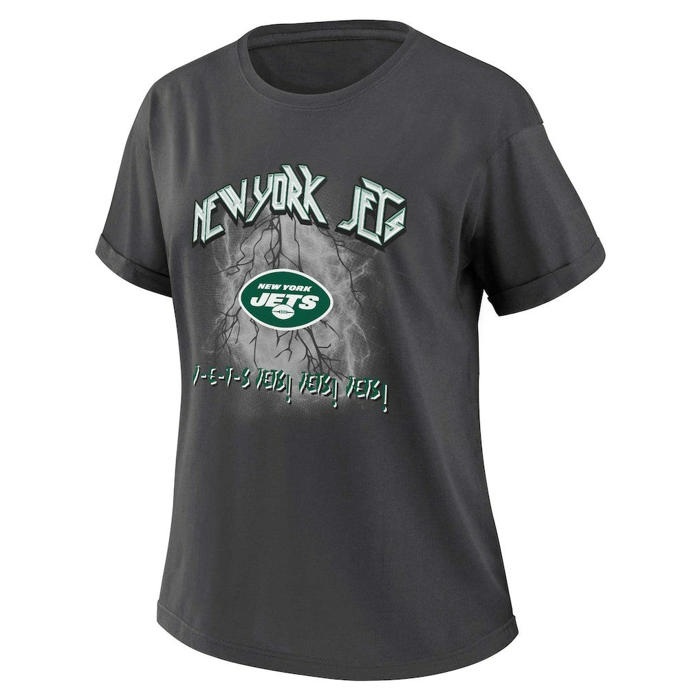 New York Jets WEAR by Erin Andrews Women's Boyfriend T-Shirt Charcoal
