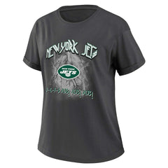 New York Jets WEAR by Erin Andrews Women's Boyfriend T-Shirt Charcoal