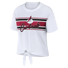 Arizona Cardinals WEAR by Erin Andrews Women's Front Tie Retro T-Shirt White