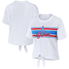 Tennessee Titans WEAR by Erin Andrews Women's Front Tie Retro T-Shirt White