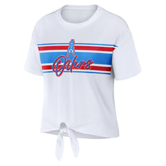 Tennessee Titans WEAR by Erin Andrews Women's Front Tie Retro T-Shirt White