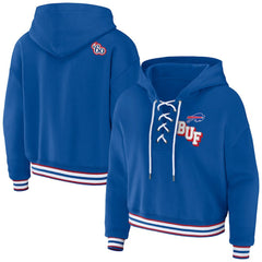 Buffalo Bills WEAR by Erin Andrews Women's Lace-Up Pullover Hoodie Royal