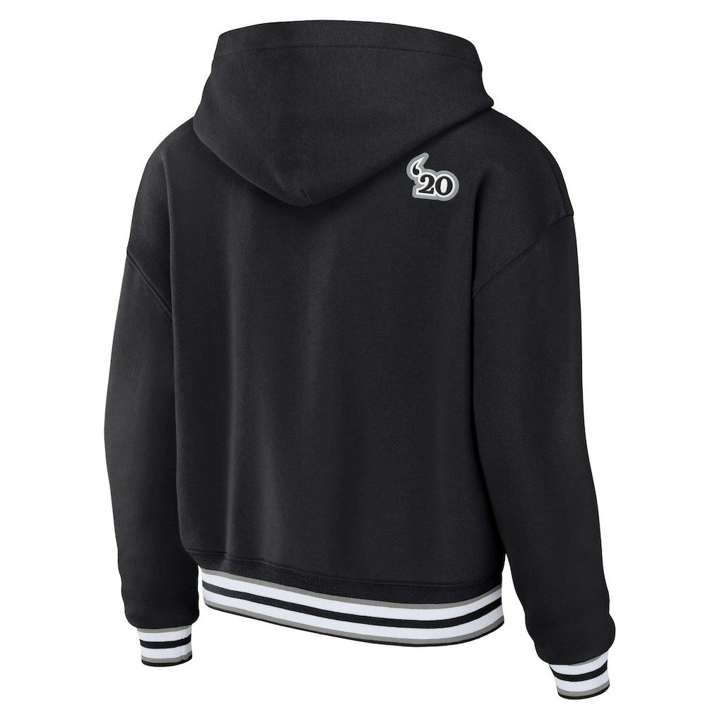 Las Vegas Raiders WEAR by Erin Andrews Women's Lace-Up Pullover Hoodie Black