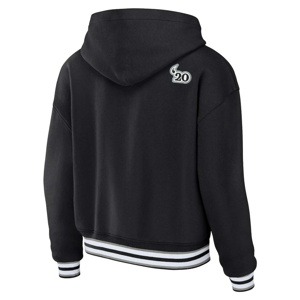 Las Vegas Raiders WEAR by Erin Andrews Women's Lace-Up Pullover Hoodie Black