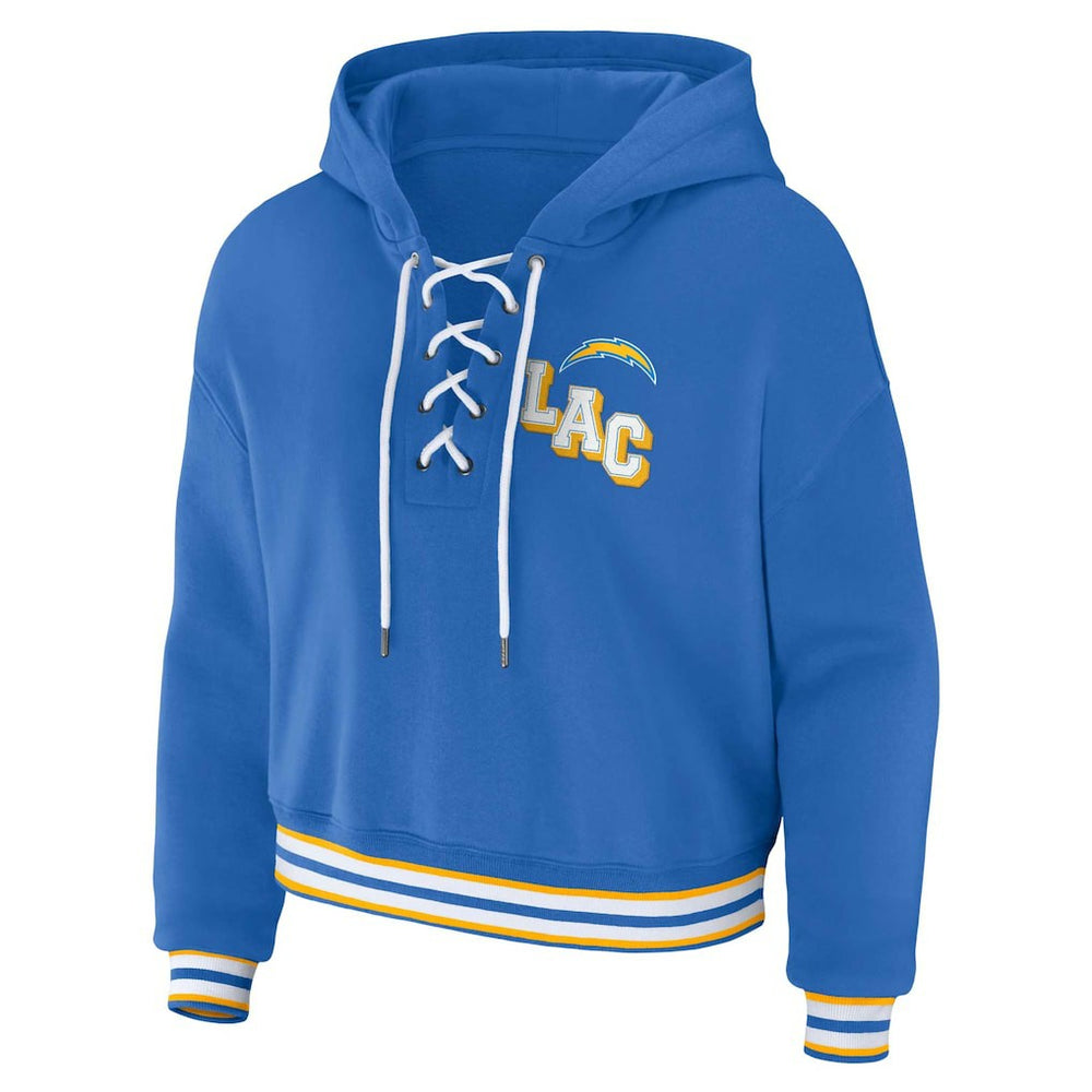 Los Angeles Chargers WEAR by Erin Andrews Women's Lace-Up Pullover Hoodie Powder Blue
