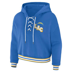 Los Angeles Chargers WEAR by Erin Andrews Women's Lace-Up Pullover Hoodie Powder Blue