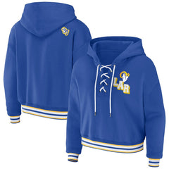 Los Angeles Rams WEAR by Erin Andrews Women's Lace-Up Pullover Hoodie Royal