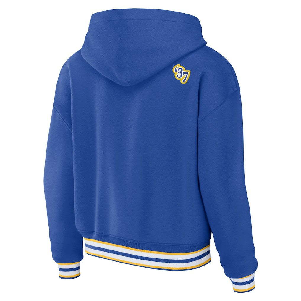 Los Angeles Rams WEAR by Erin Andrews Women's Lace-Up Pullover Hoodie Royal