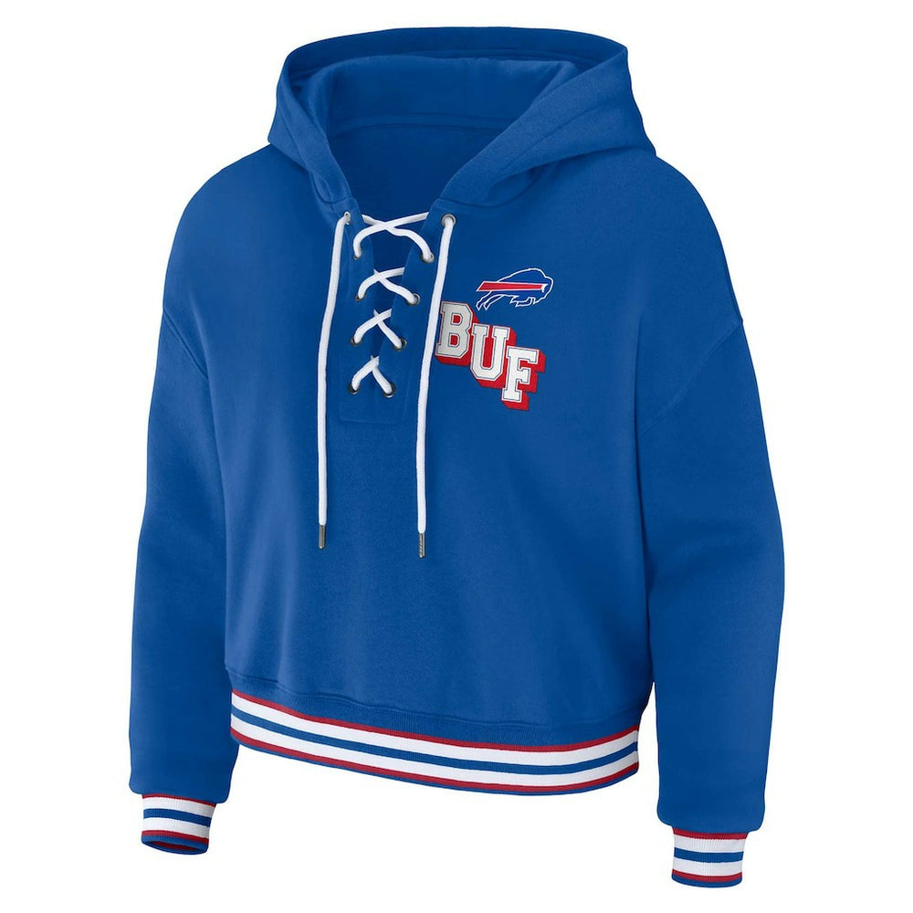 Buffalo Bills WEAR by Erin Andrews Women's Plus Size Lace-Up Pullover Hoodie Royal
