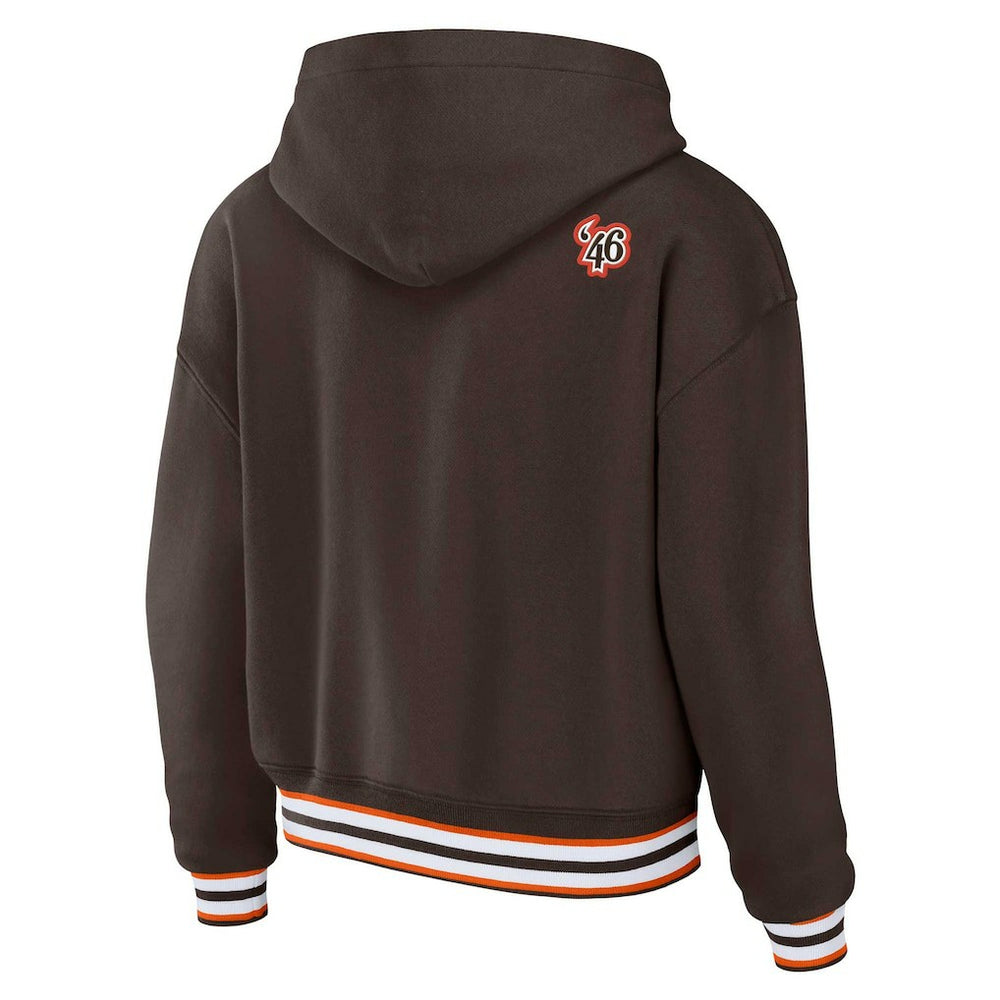 Cleveland Browns WEAR by Erin Andrews Women's Plus Size Lace-Up Pullover Hoodie Brown