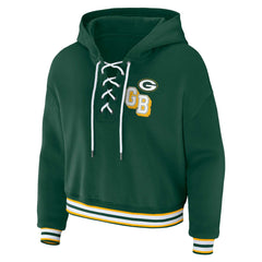 Green Bay Packers WEAR by Erin Andrews Women's Plus Size Lace-Up Pullover Hoodie Green