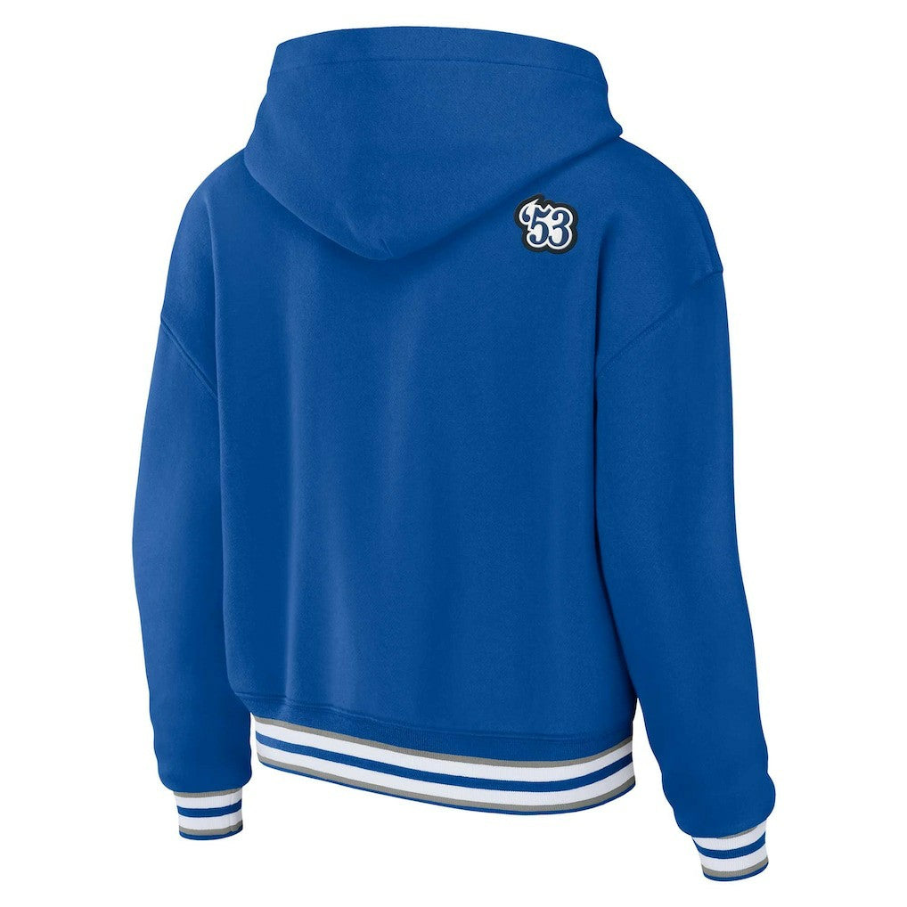 Indianapolis Colts WEAR by Erin Andrews Women's Plus Size Lace-Up Pullover Hoodie Royal