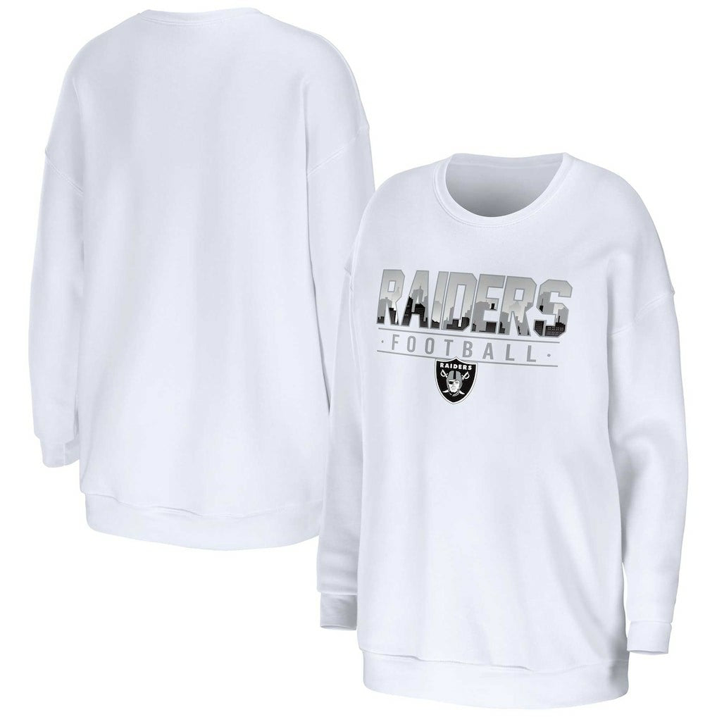 Las Vegas Raiders WEAR by Erin Andrews Women's Domestic Pullover Sweatshirt White