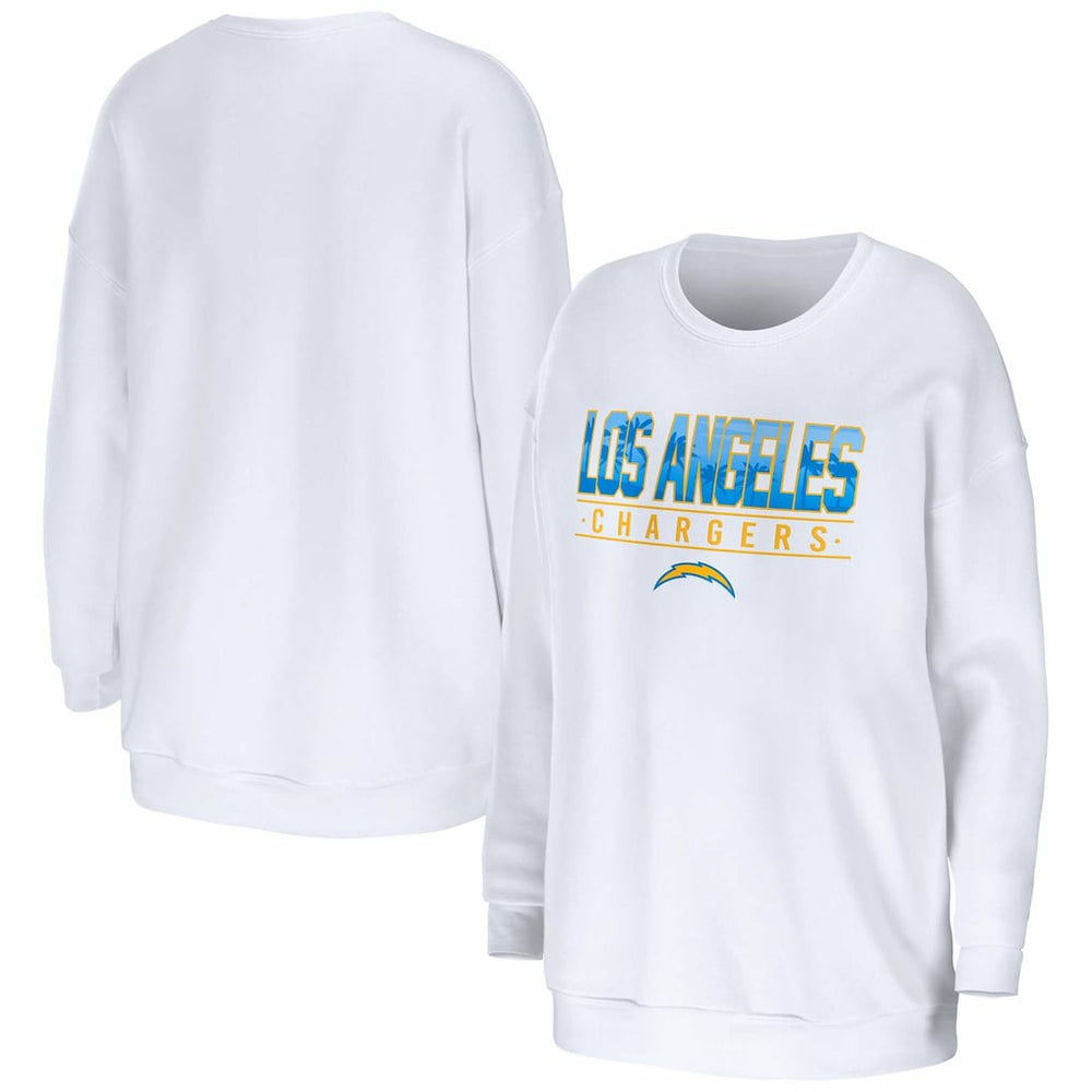 Los Angeles Chargers WEAR by Erin Andrews Women's Domestic Pullover Sweatshirt White
