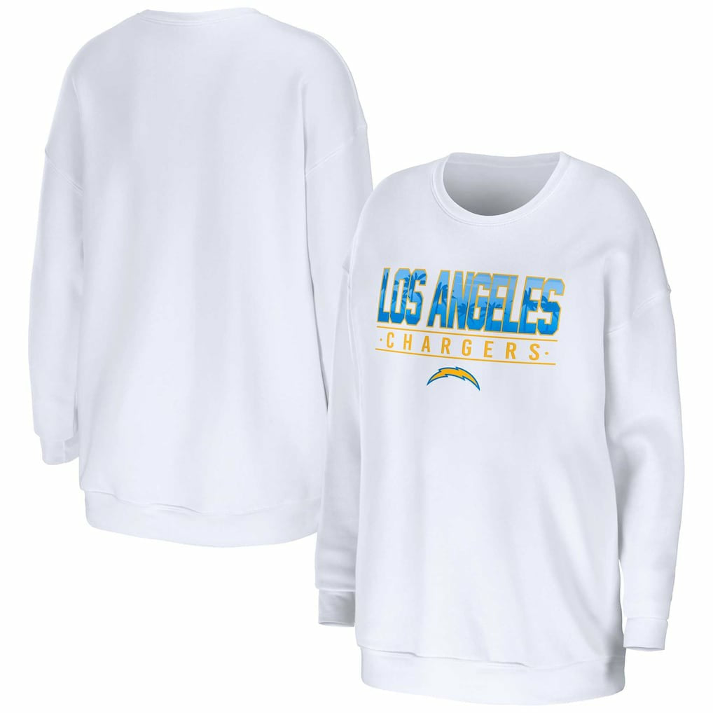 Los Angeles Chargers WEAR by Erin Andrews Women's Domestic Pullover Sweatshirt White