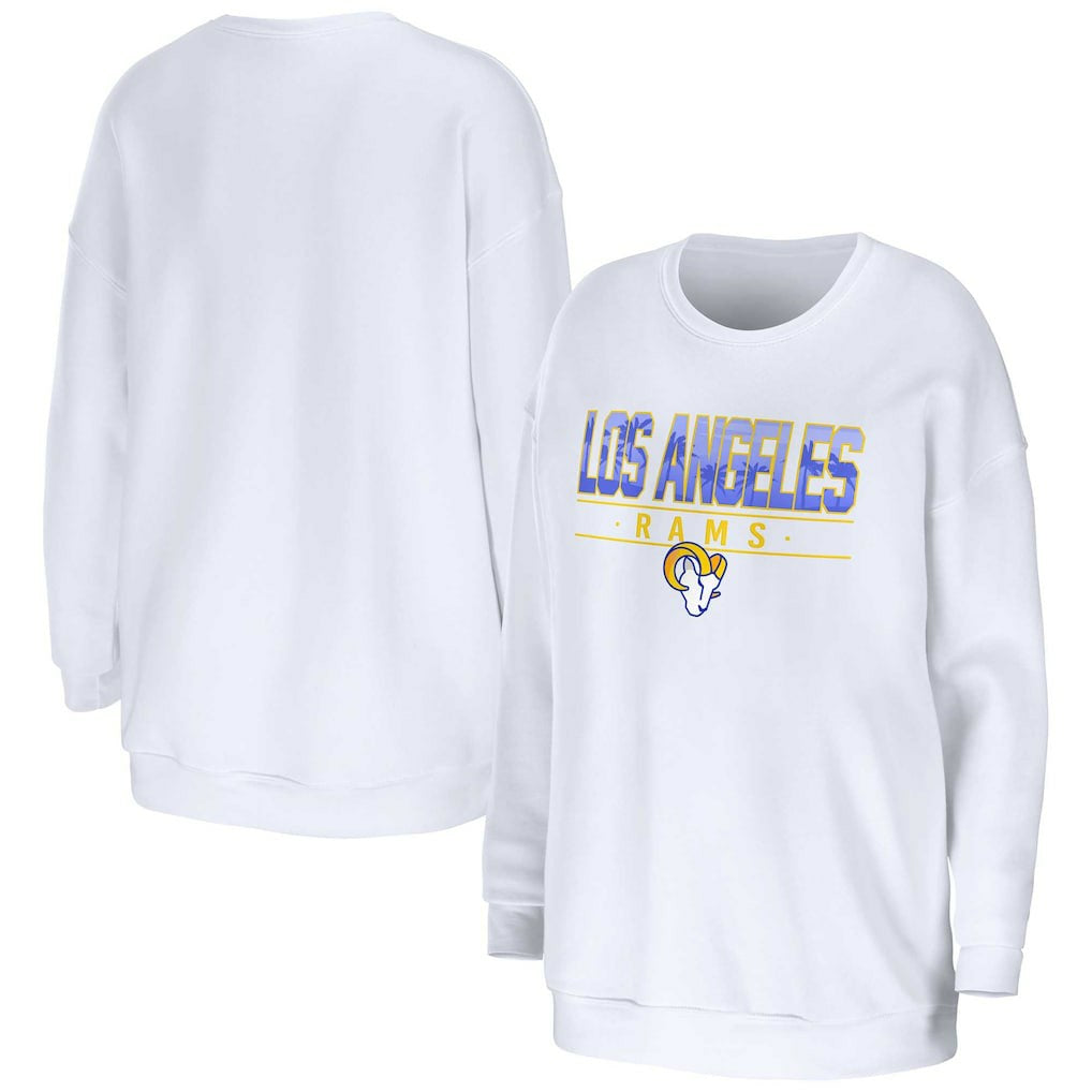 Los Angeles Rams WEAR by Erin Andrews Women's Domestic Pullover Sweatshirt White