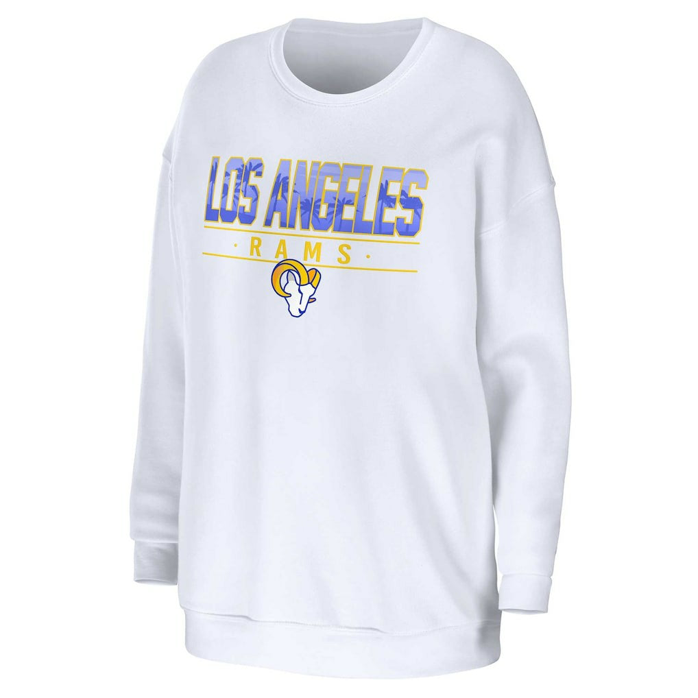Los Angeles Rams WEAR by Erin Andrews Women's Domestic Pullover Sweatshirt White