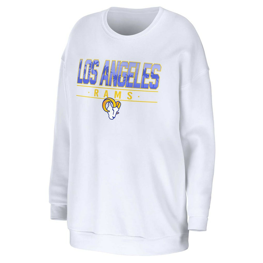 Los Angeles Rams WEAR by Erin Andrews Women's Domestic Pullover Sweatshirt White
