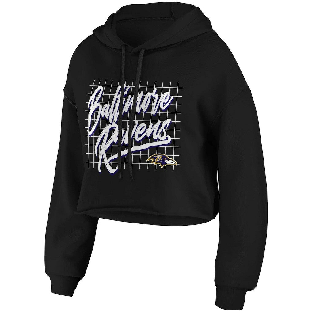 Baltimore Ravens WEAR by Erin Andrews Women's Domestic Cropped Pullover Hoodie Black