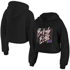 Buffalo Bills WEAR by Erin Andrews Women's Domestic Cropped Pullover Hoodie Black