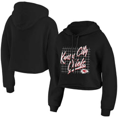 Kansas City Chiefs WEAR by Erin Andrews Women's Domestic Cropped Pullover Hoodie Black