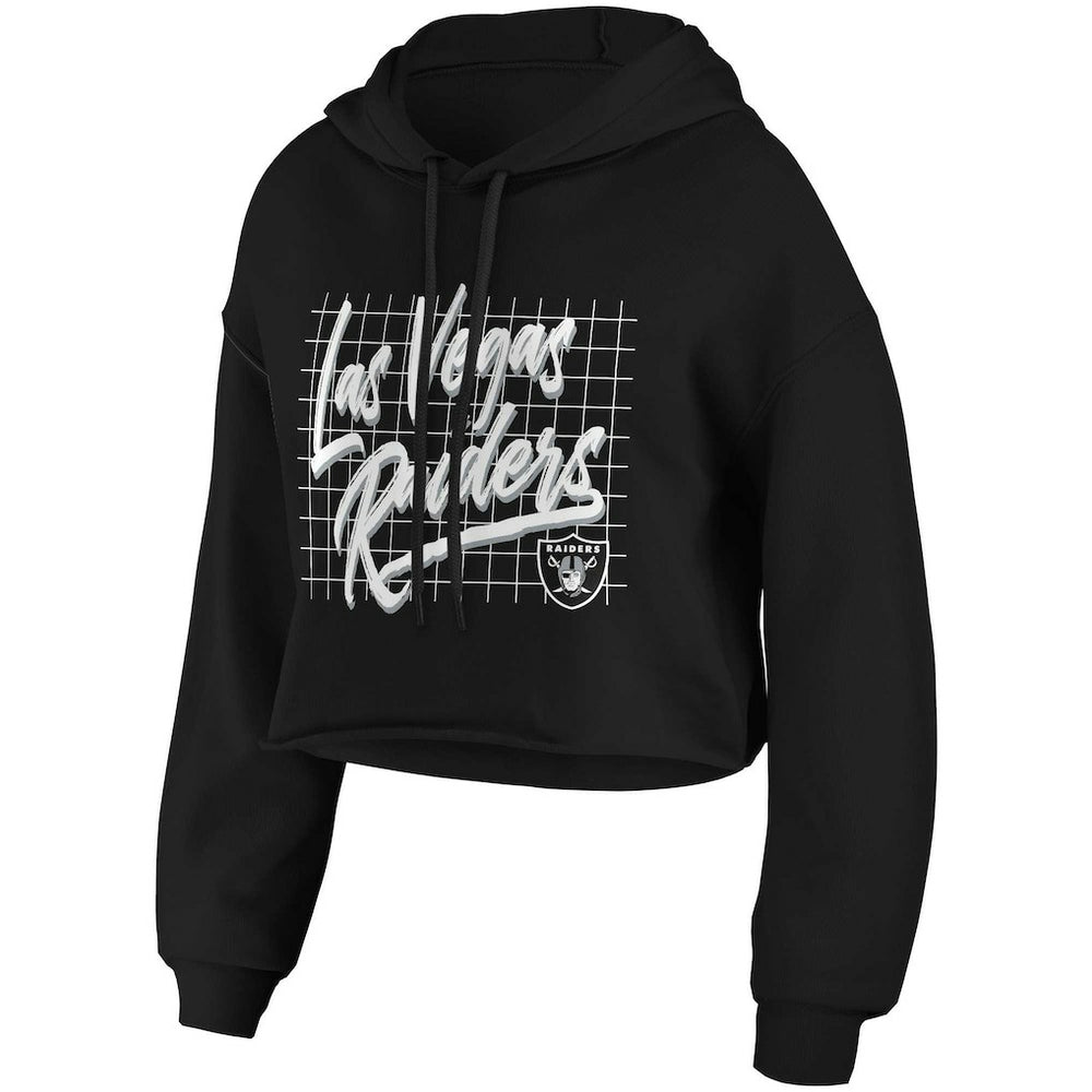 Las Vegas Raiders WEAR by Erin Andrews Women's Domestic Cropped Pullover Hoodie Black