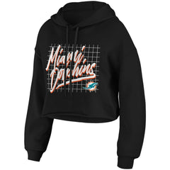 Miami Dolphins WEAR by Erin Andrews Women's Domestic Cropped Pullover Hoodie Black