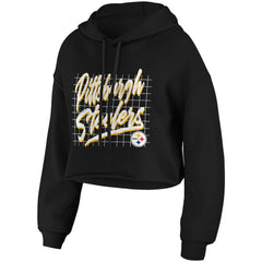 Pittsburgh Steelers WEAR by Erin Andrews Women's Domestic Cropped Pullover Hoodie Black