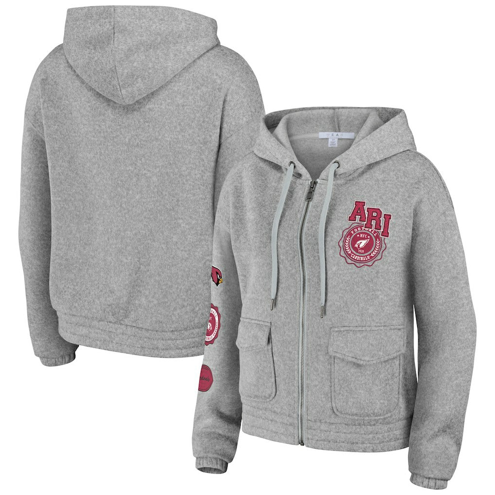 Arizona Cardinals WEAR by Erin Andrews Women's Full-Zip Hoodie Heather Gray