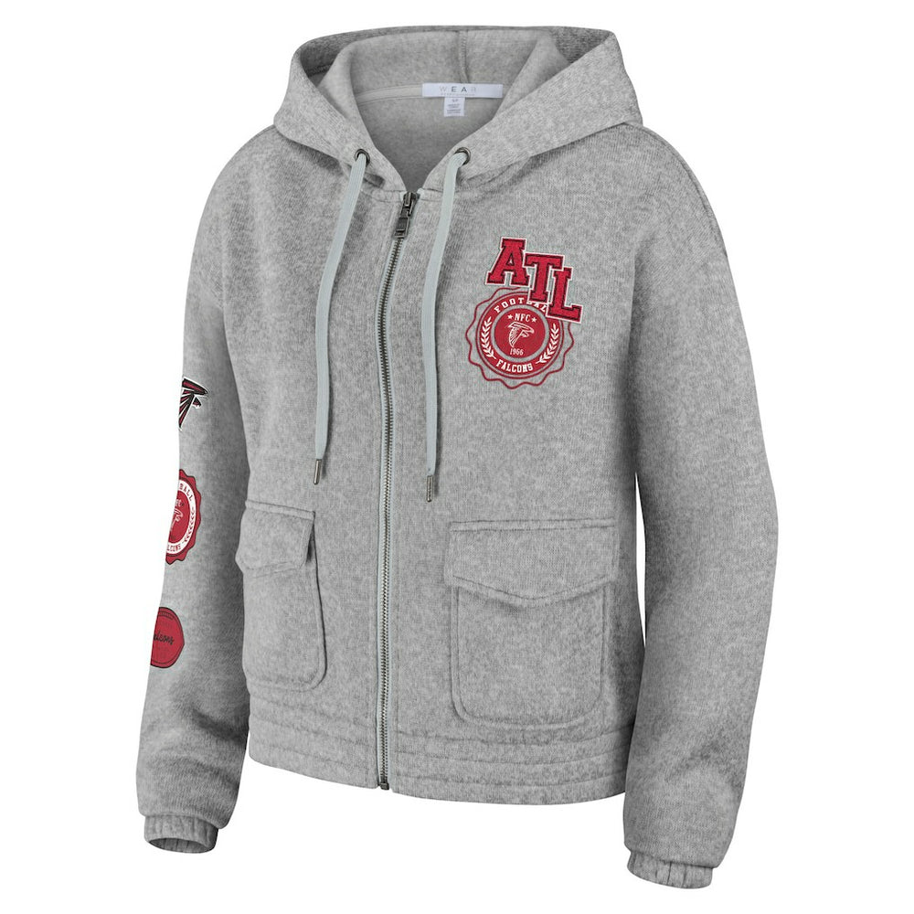 Atlanta Falcons WEAR by Erin Andrews Women's Full-Zip Hoodie Heather Gray