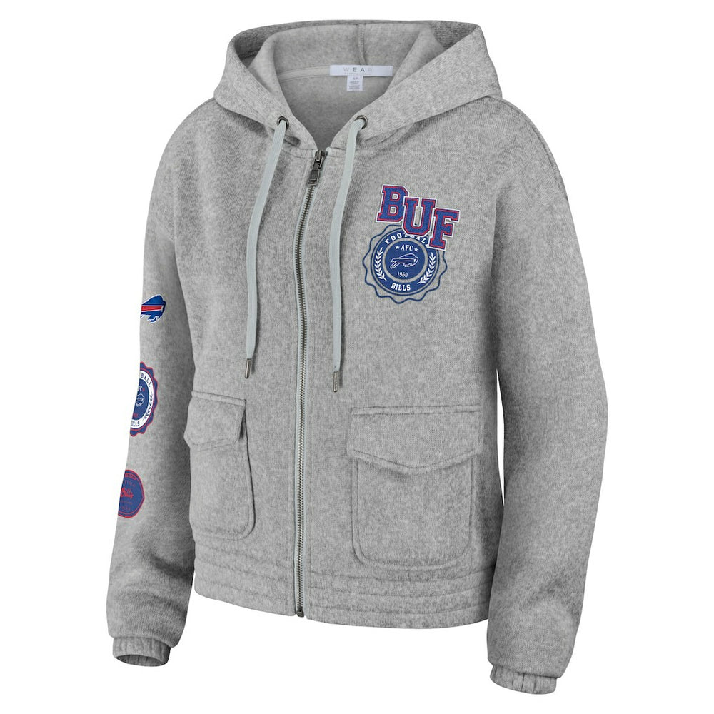 Buffalo Bills WEAR by Erin Andrews Women's Full-Zip Hoodie Heather Gray
