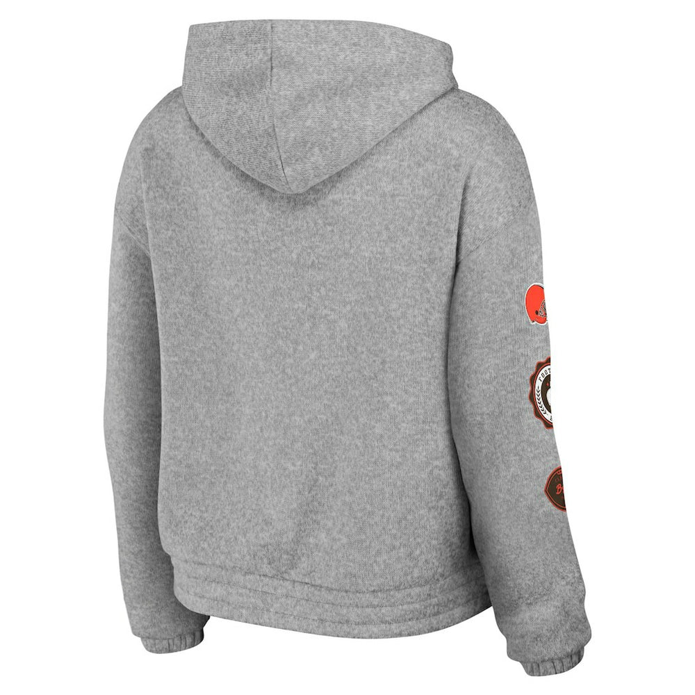 Cleveland Browns WEAR by Erin Andrews Women's Full-Zip Hoodie Heather Gray