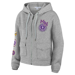 Minnesota Vikings WEAR by Erin Andrews Women's Full-Zip Hoodie Heather Gray
