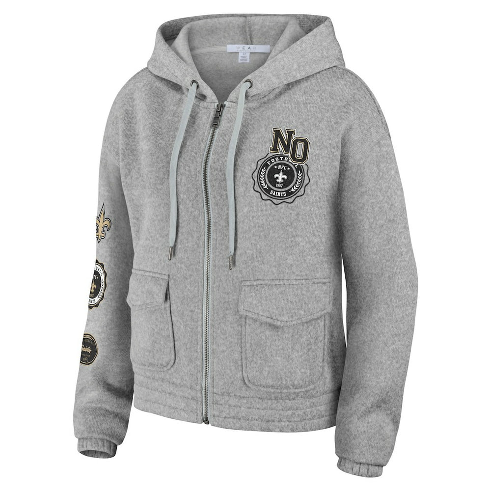 New Orleans Saints WEAR by Erin Andrews Women's Full-Zip Hoodie Heather Gray