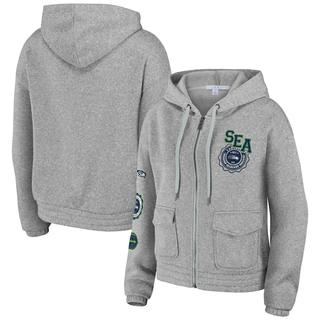 Seattle Seahawks WEAR by Erin Andrews Women's Full-Zip Hoodie Heather Gray