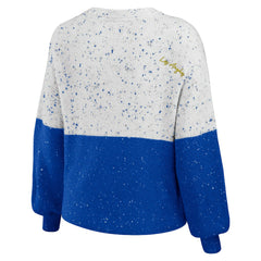 Los Angeles Rams WEAR by Erin Andrews Women's Lighweight Modest Crop Color-Block Pullover Sweater White/Royal