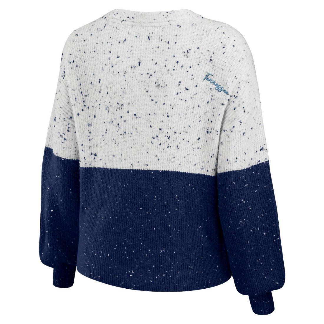 Tennessee Titans WEAR by Erin Andrews Women's Lighweight Modest Crop Color-Block Pullover Sweater White/Navy