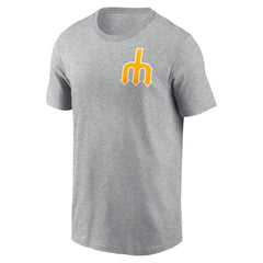 Seattle Mariners Nike Cooperstown Collection Large Logo 2-Hit T-Shirt - Heather Gray T-shirts