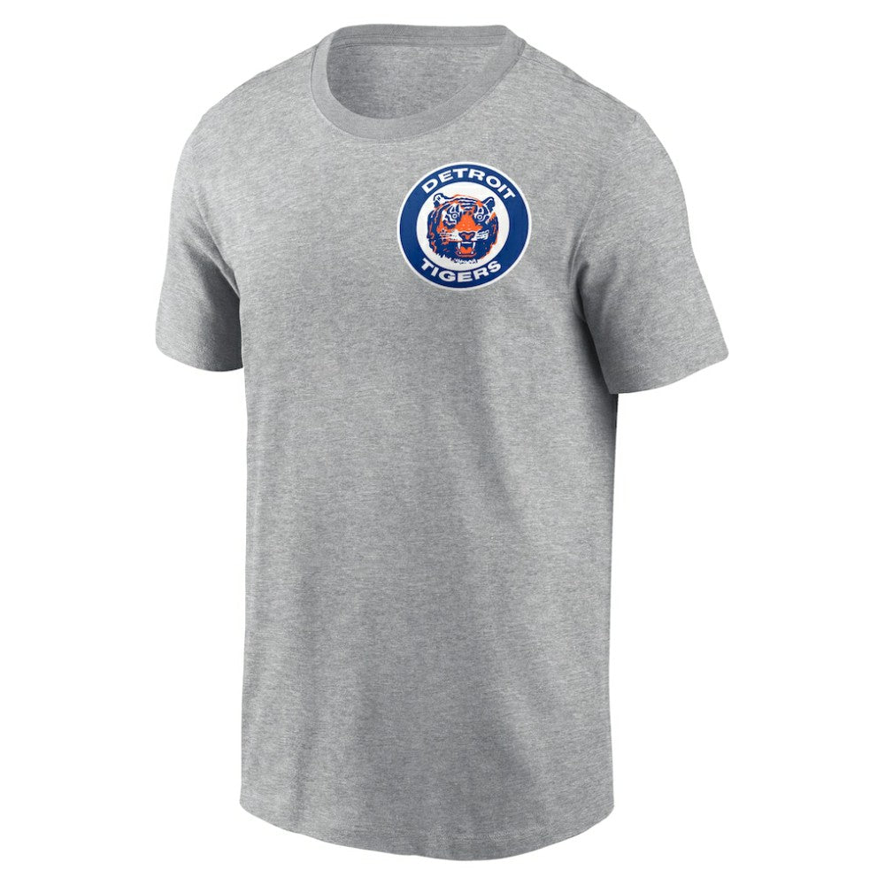 Detroit Tigers Nike Cooperstown Collection Large Logo 2-Hit T-Shirt - Heather Gray T-shirts
