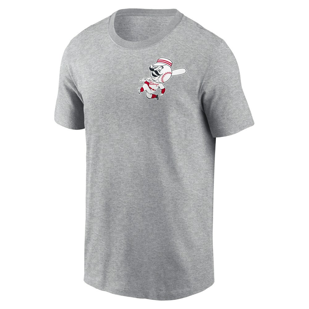 Cincinnati Reds Nike Cooperstown Collection Large Logo 2-Hit T-Shirt - Heather Gray T-shirts