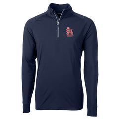 St. Louis Cardinals Cutter & Buck Adapt Eco Knit Stretch Recycled Quarter-Zip Pullover Top - Navy Pullover